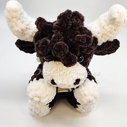 Dark Brown Crochet Highland Cow Plushie