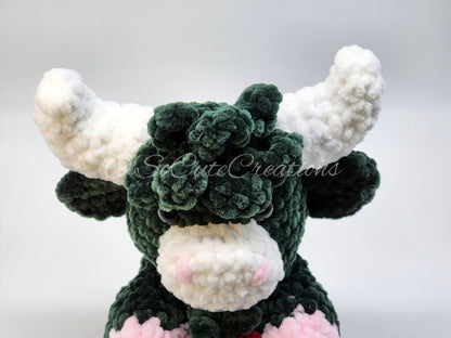 Dark Green Strawberry Highland Cow Plushie