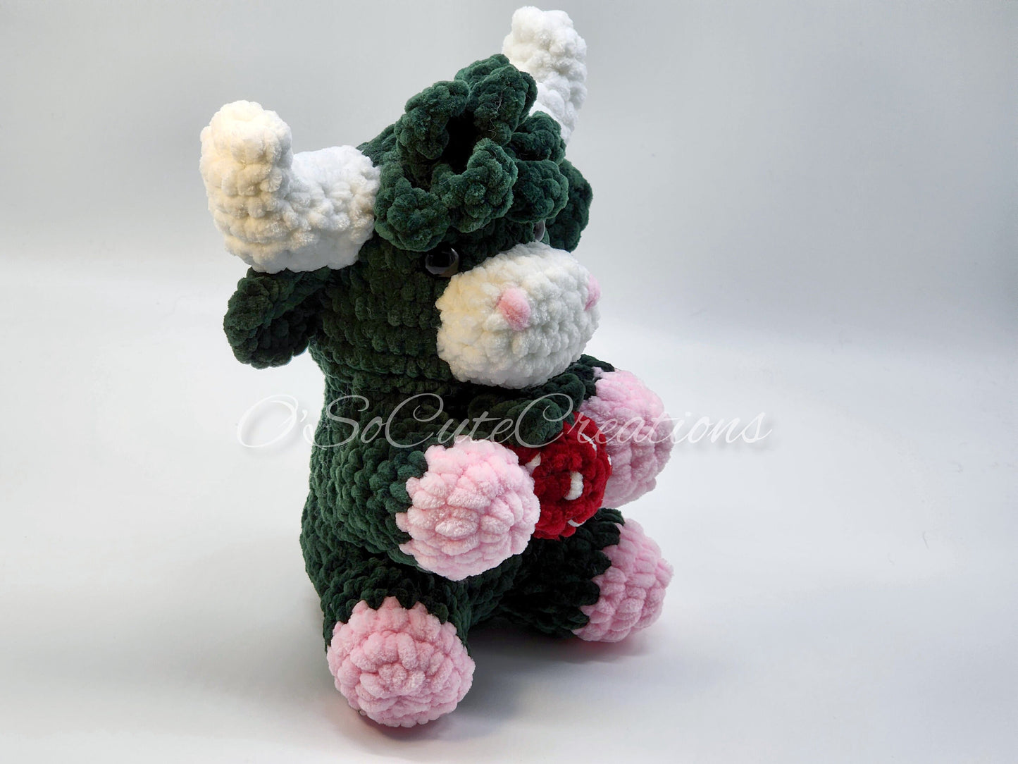 Dark Green Strawberry Highland Cow Plushie