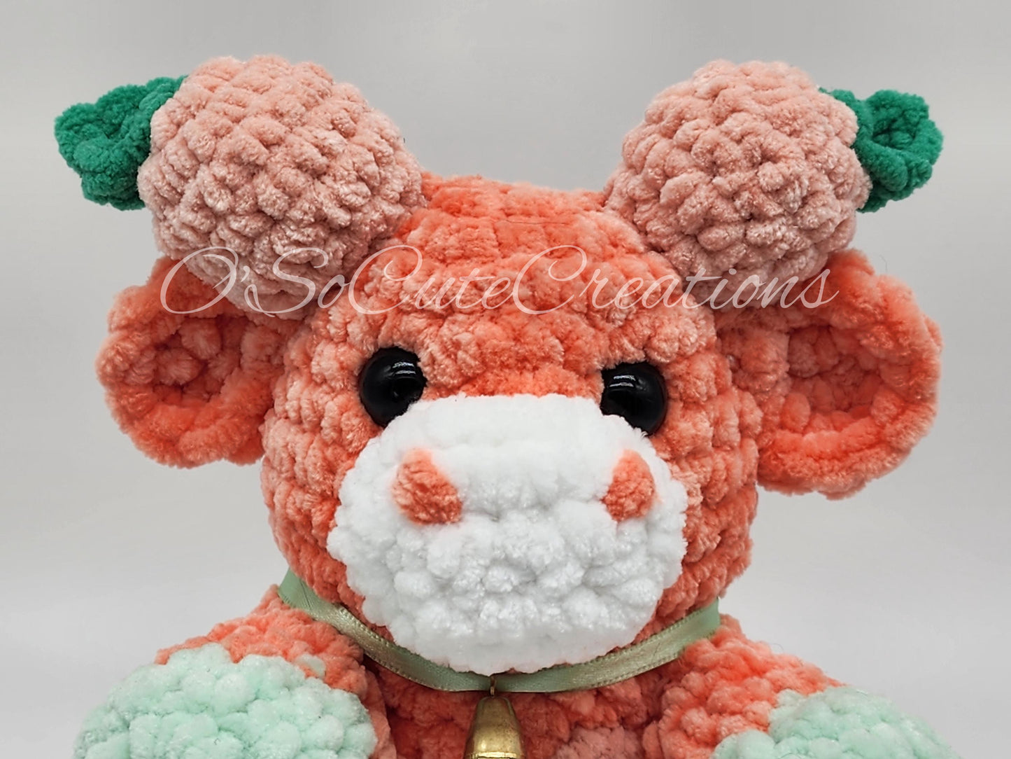 Crochet Peach Cow Plushie