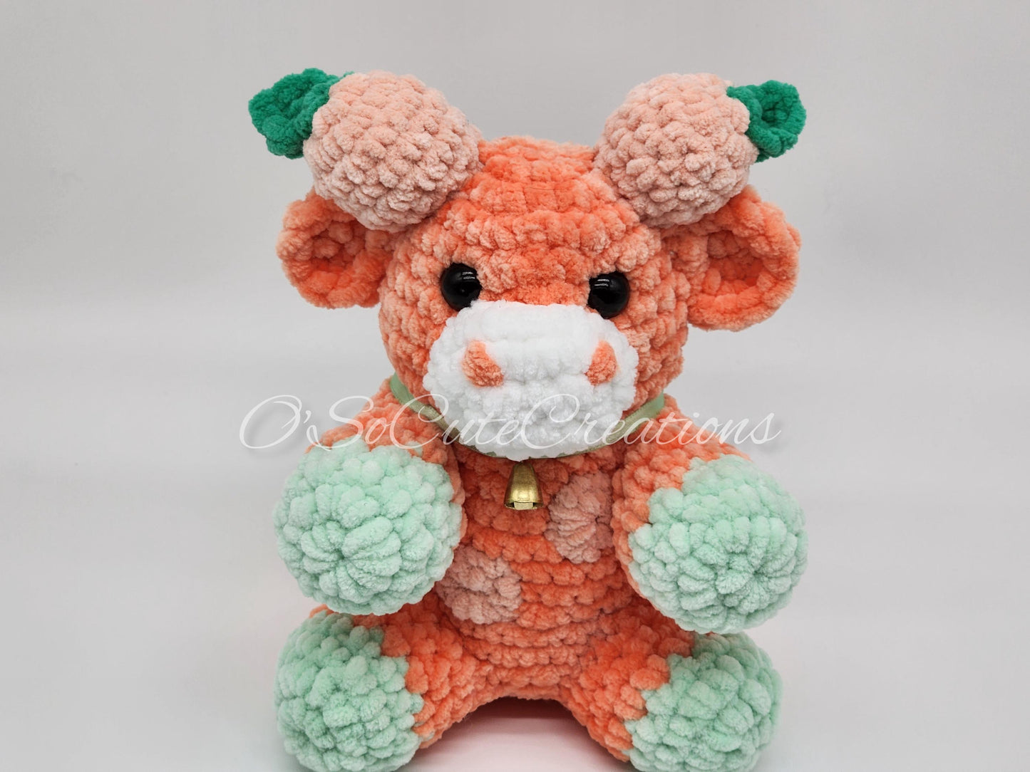 Crochet Peach Cow Plushie