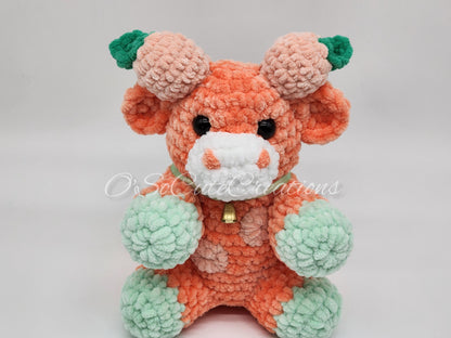 Crochet Peach Cow Plushie