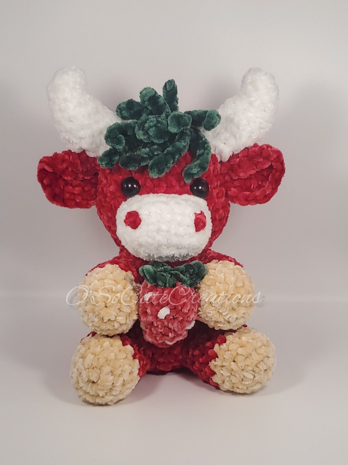 Red Strawberry Highland Cow Plushie