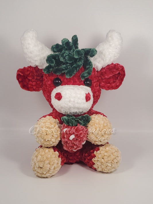 Red Strawberry Highland Cow Plushie