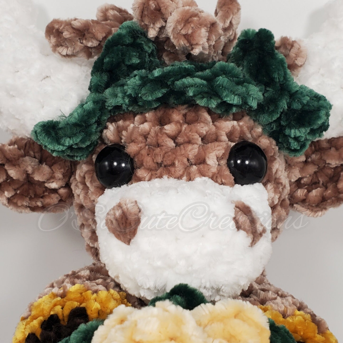 Crochet Mini Sunflower Highland Cow Plushie